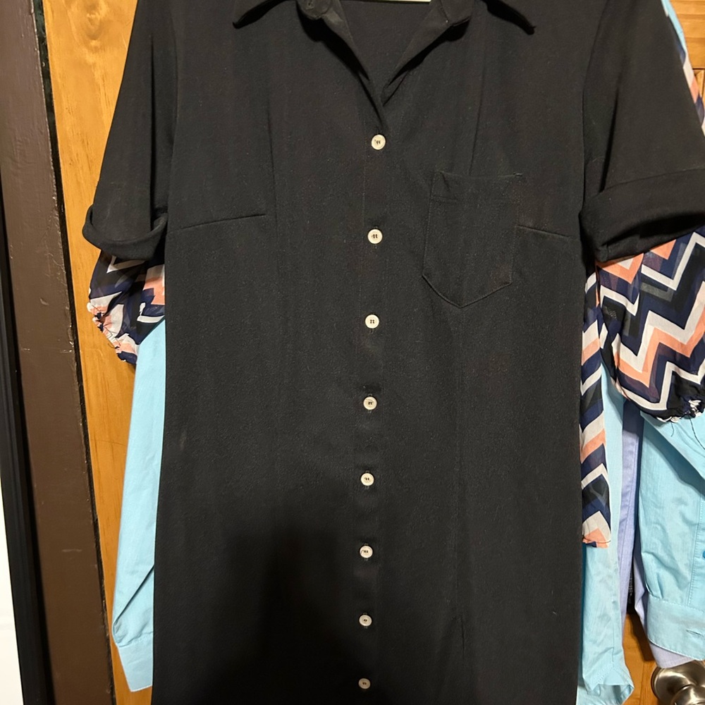 Dolce & Gabbana Black Button Down Dress Casual